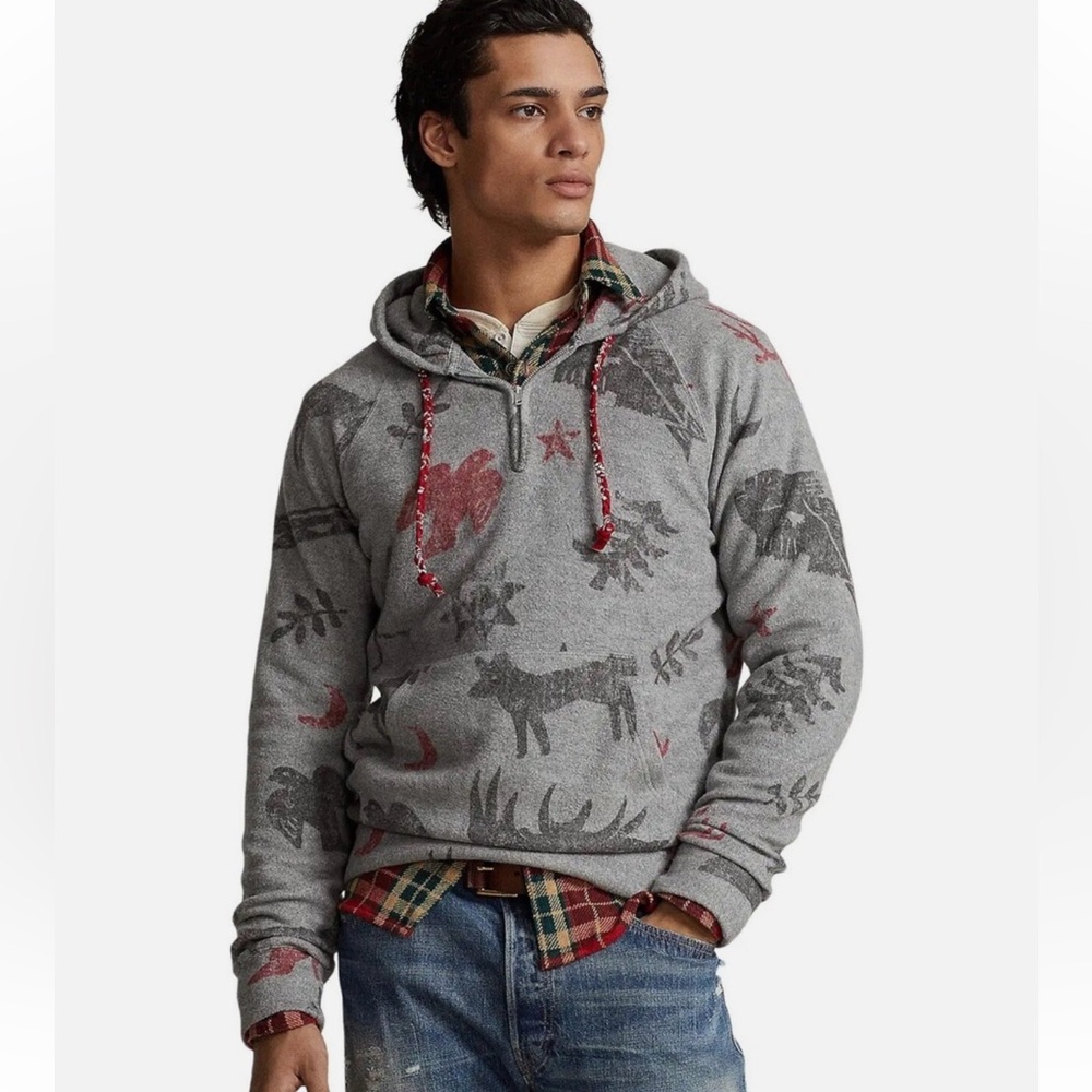 Like-new Polo Ralph Lauren Brushed Graphic Fleece Hoodie Men’s - XXL